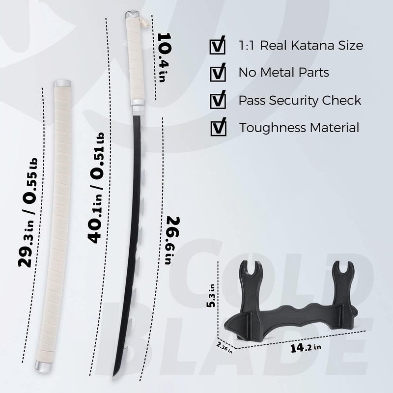 Cold Blade Demon Katana - 41 Inch Anime Replica with Belt and Stand - Durable Sword Perfect for Cosplay - Nichirin Sword with Authentic Design - Image 4